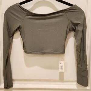 Aerie Sage Long Sleeve Crop Top NWT